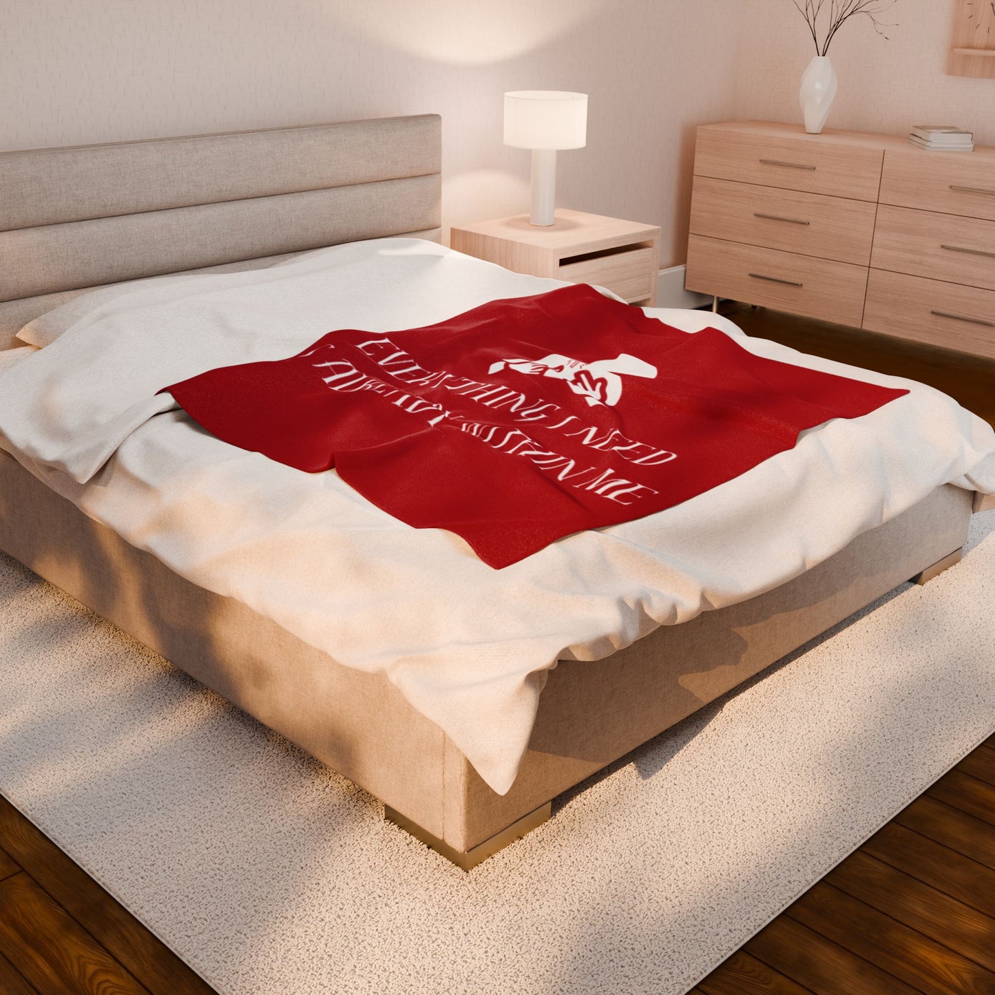 Everything I Need Is Already Within Me Velveteen Plush Blanket RED
