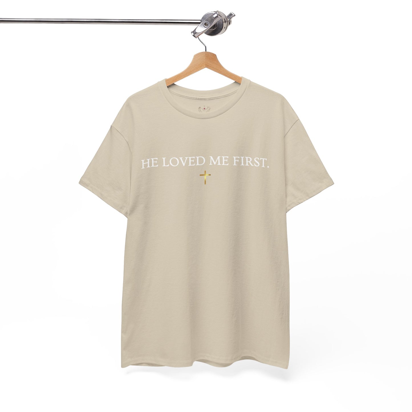 "He Loved Me First" Christian Tee — Cotton Shirt (1 John 4:19)