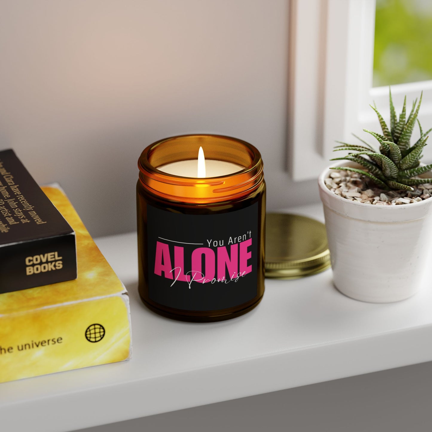 You Aren't Alone I Promise Scented Candles, Coconut Apricot Wax (4oz, 9oz)