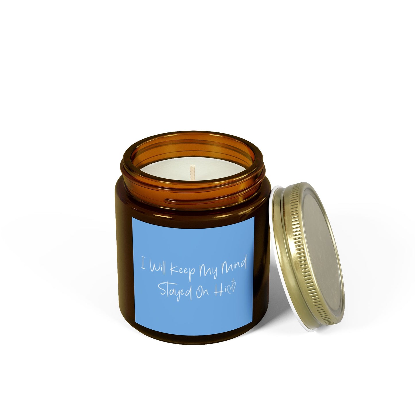 I Will Keep My Mind Stayed On Him Blue Scented Candles, Coconut Apricot Wax (4oz, 9oz)