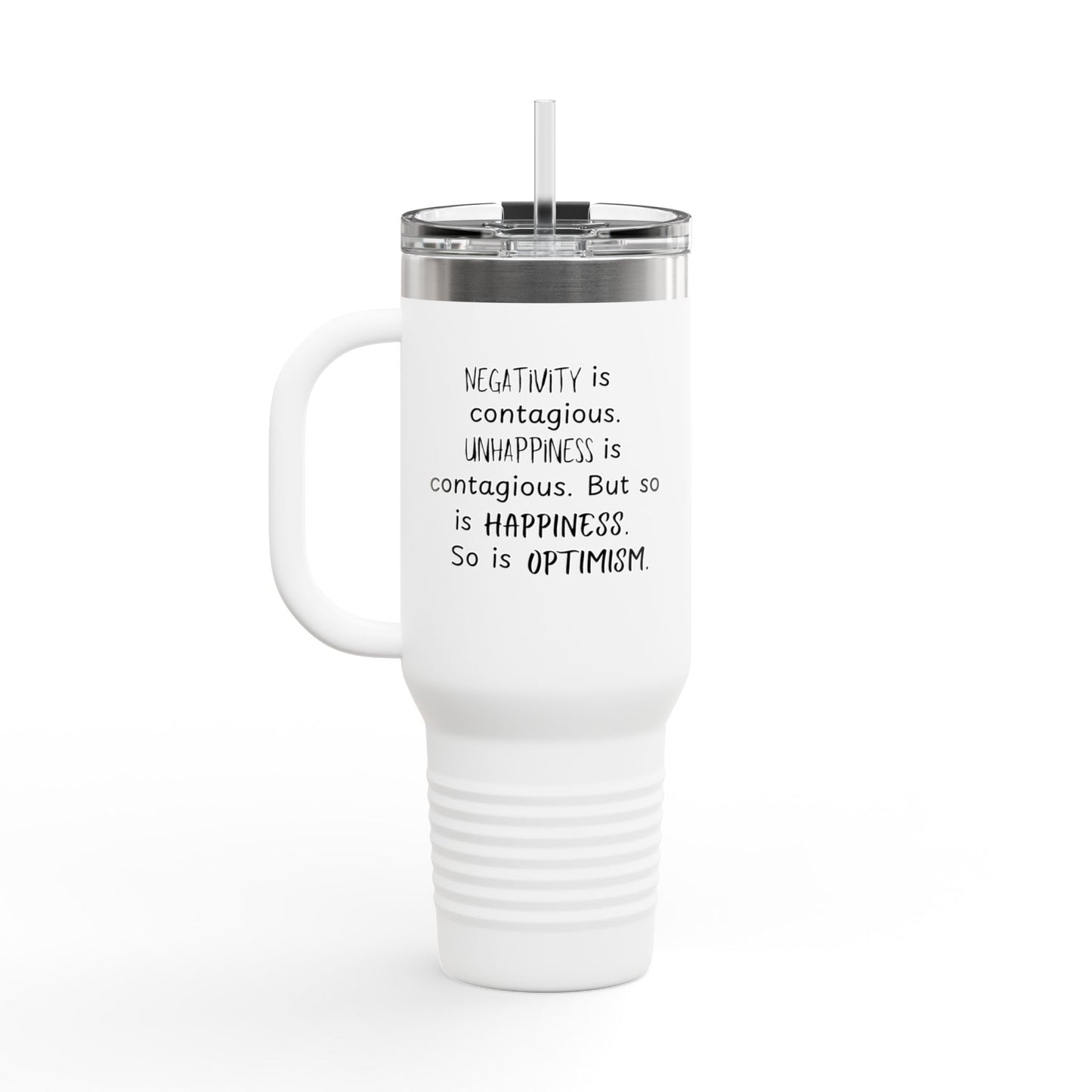 Contagious Optimism Travel Mug | 40oz Insulated Coffee Cup | Motivational Drinkware | Gifts for Friends