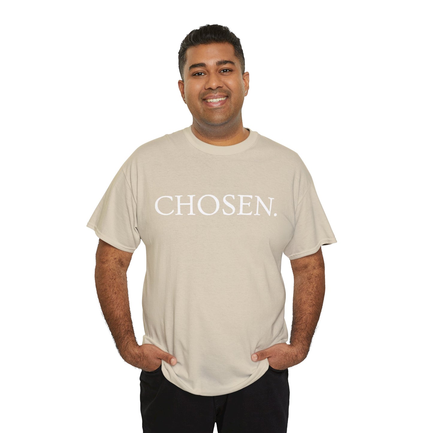 Chosen Christian T-Shirt — "CHOSEN." Front with 1 Peter 2:9 Back