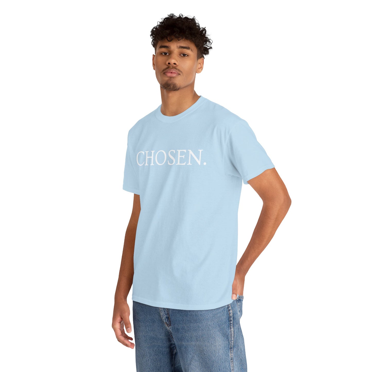 Chosen Christian T-Shirt — "CHOSEN." Front with 1 Peter 2:9 Back
