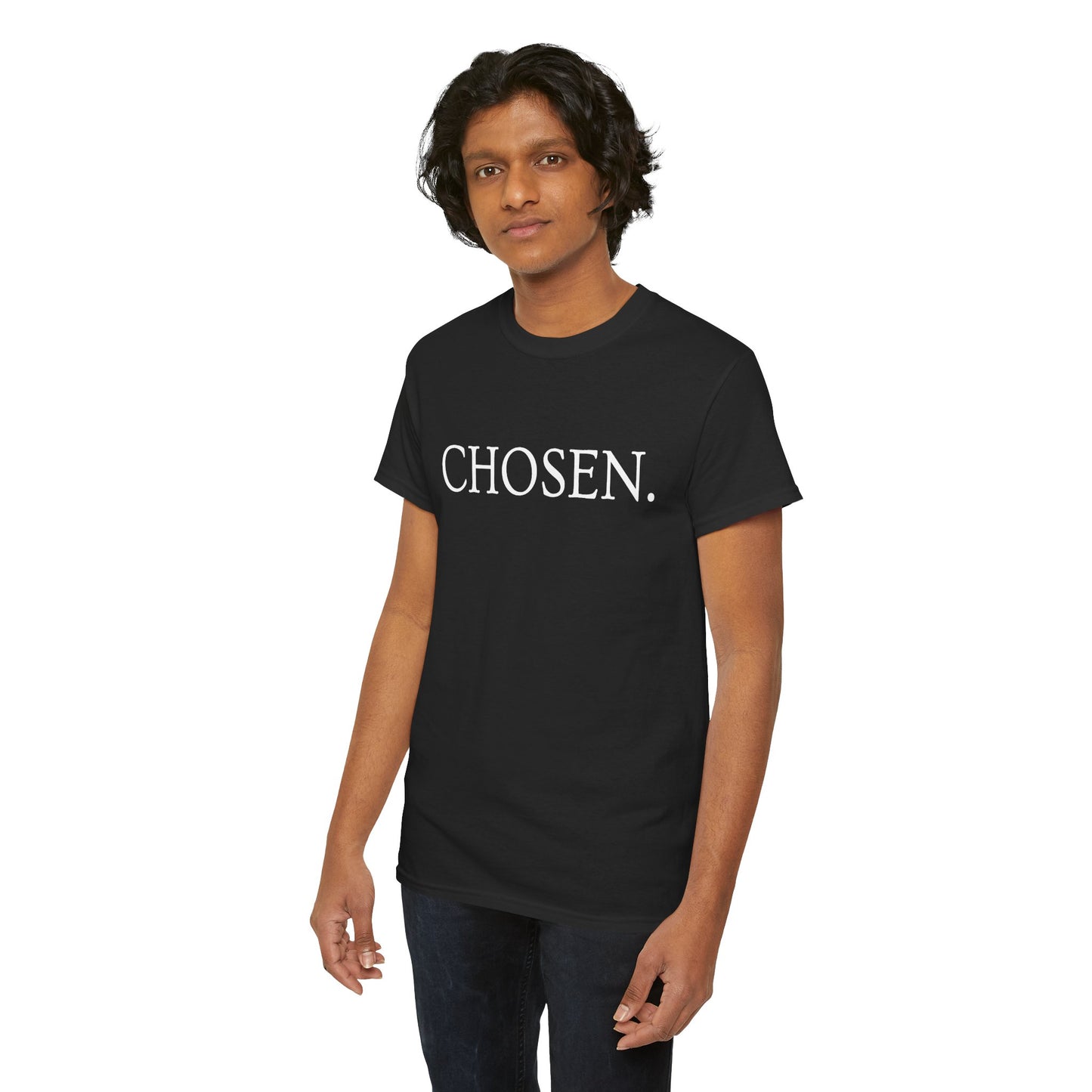 Chosen Christian T-Shirt — "CHOSEN." Front with 1 Peter 2:9 Back