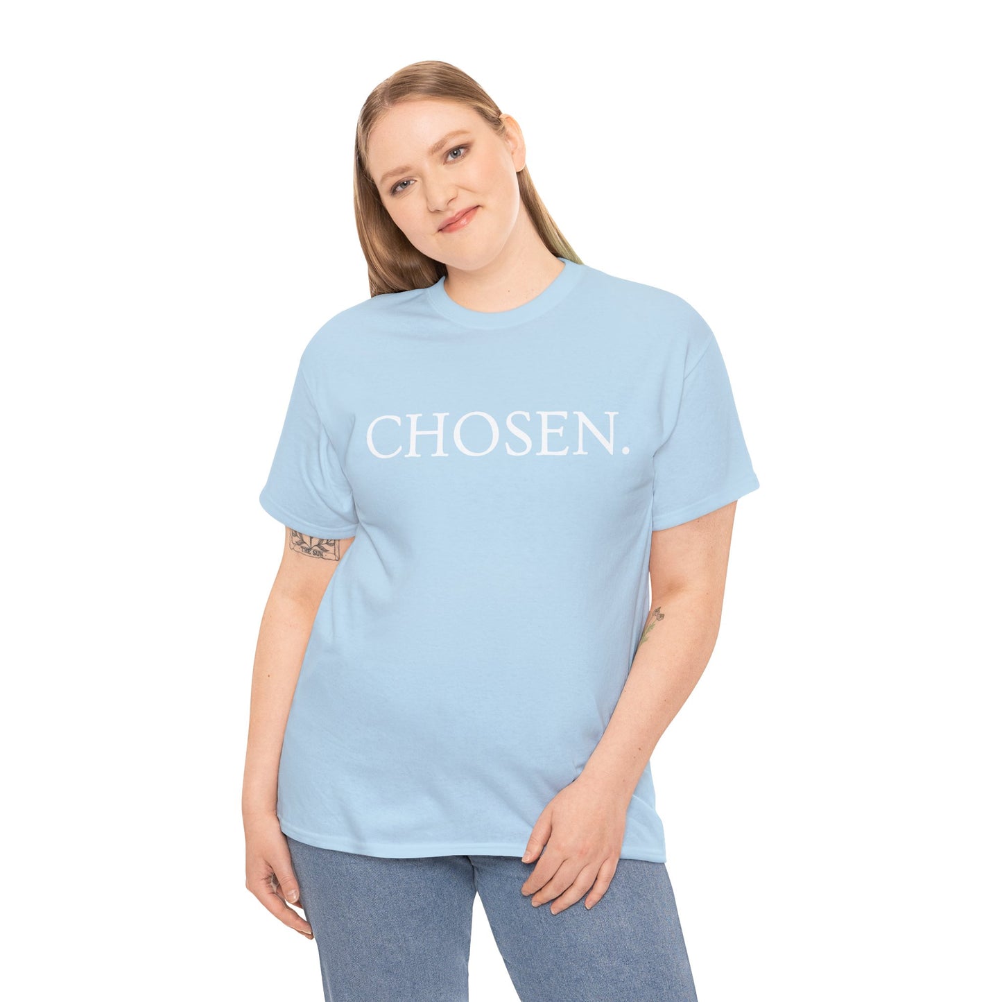 Chosen Christian T-Shirt — "CHOSEN." Front with 1 Peter 2:9 Back