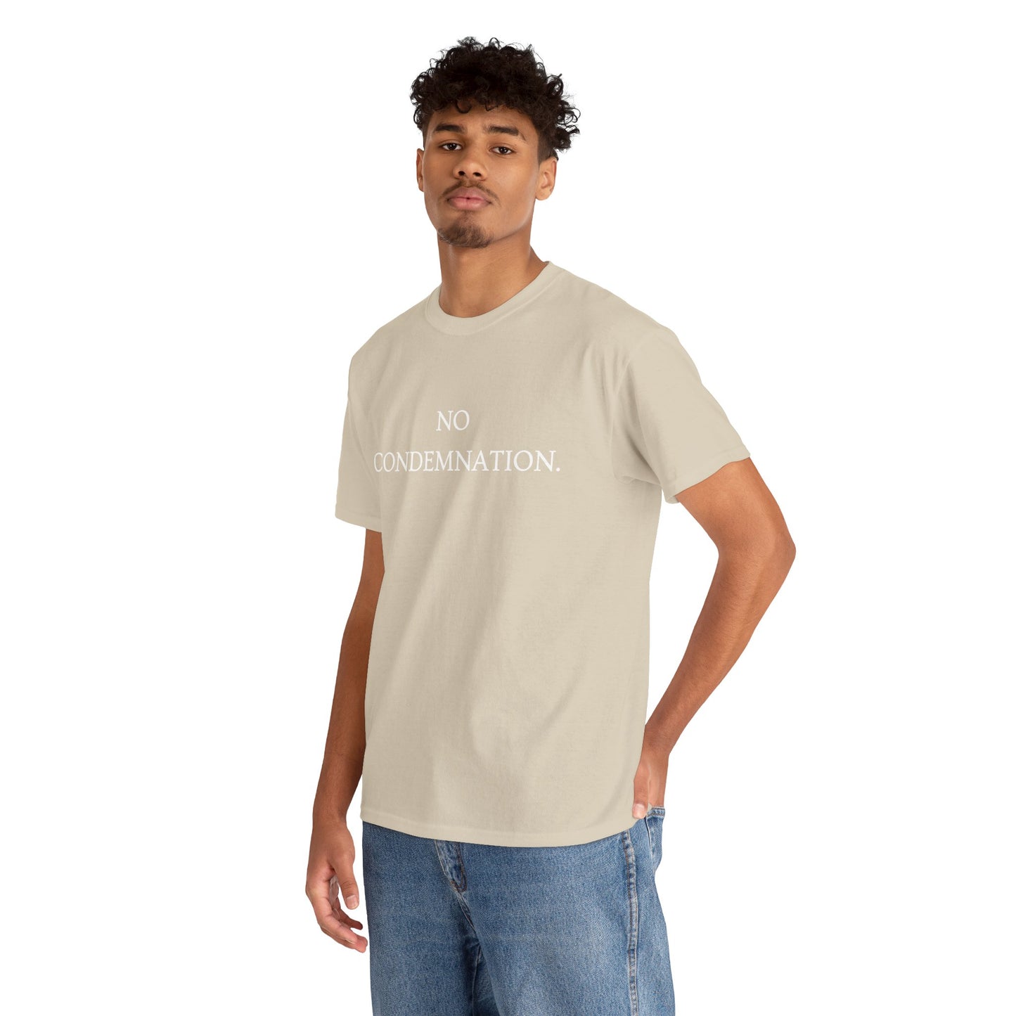 Christian Tee — "No Condemnation" Romans 8:1 Bible Verse Shirt