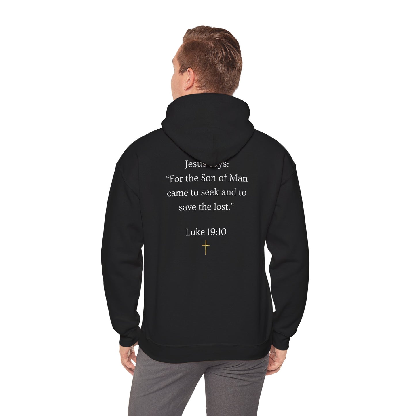 Found. Christian Hoodie — "For the Son of Man...to save the lost" Luke 19:10 Faith Pullover