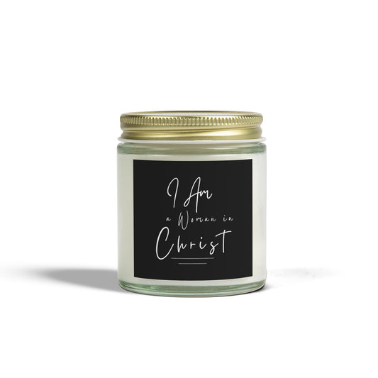 I Am A Woman In Christ Scented Candles, Coconut Apricot Wax (4oz, 9oz)