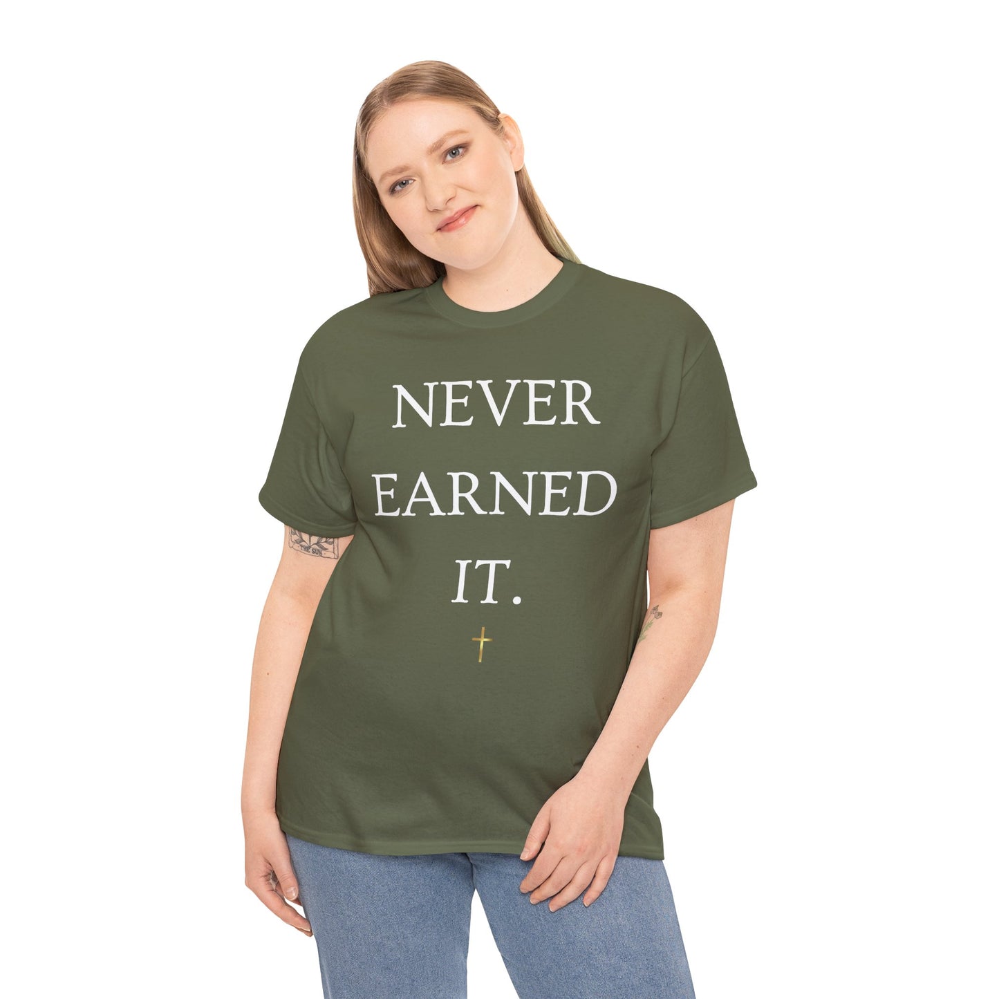 Never Earned It T‑Shirt — Christian Faith Tee with Ephesians 2:8‑9 Verse