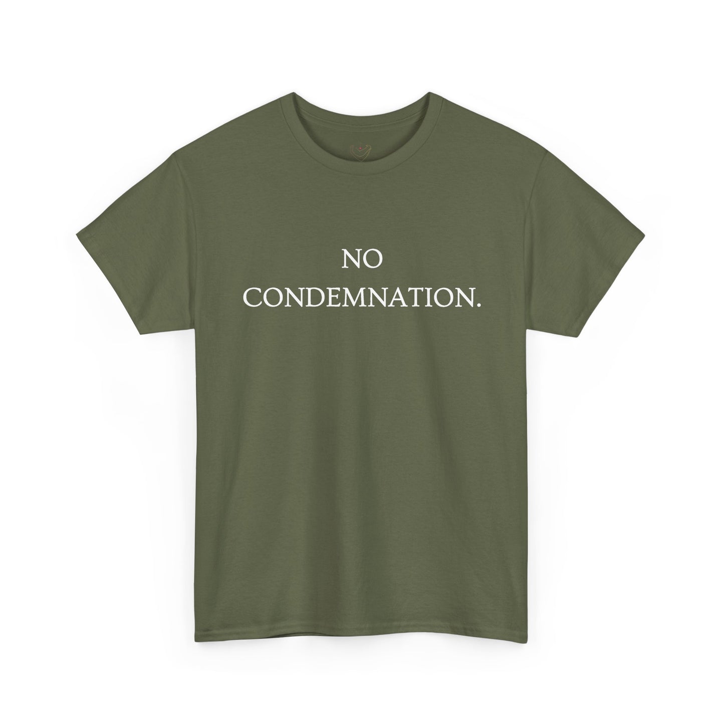 Christian Tee — "No Condemnation" Romans 8:1 Bible Verse Shirt