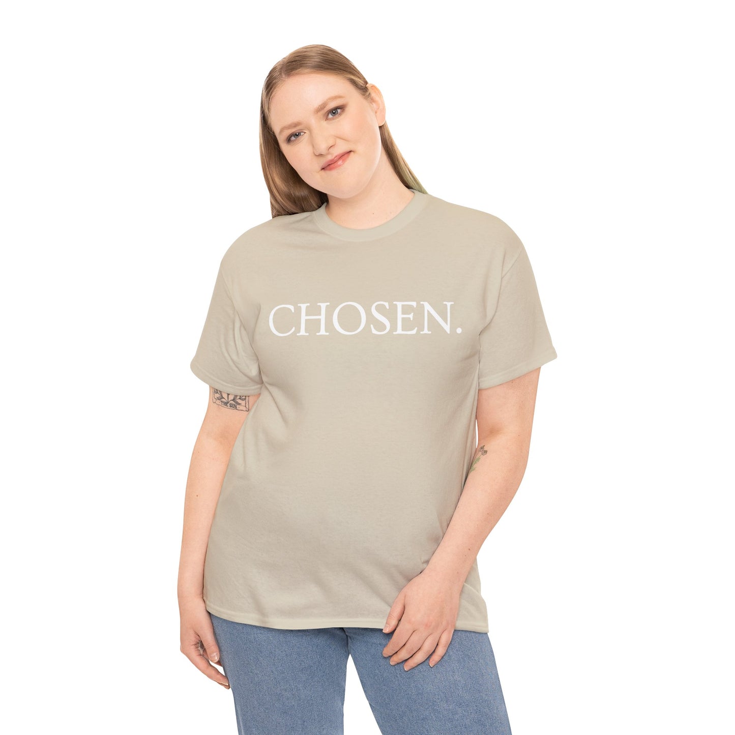 Chosen Christian T-Shirt — "CHOSEN." Front with 1 Peter 2:9 Back