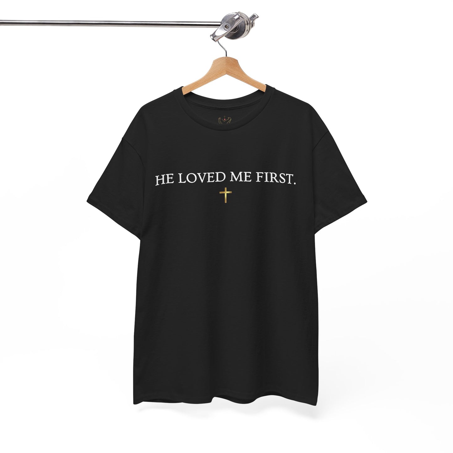 "He Loved Me First" Christian Tee — Cotton Shirt (1 John 4:19)