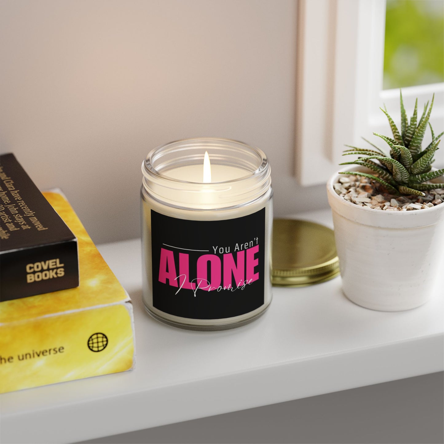 You Aren't Alone I Promise Scented Candles, Coconut Apricot Wax (4oz, 9oz)