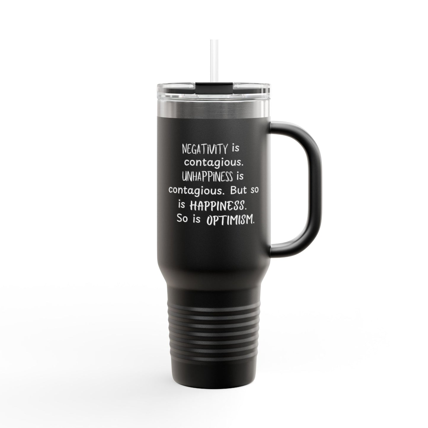 Contagious Optimism Travel Mug | 40oz Insulated Coffee Cup | Motivational Drinkware | Gifts for Friends