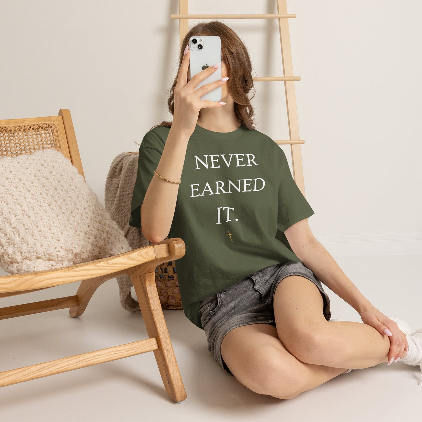 Never Earned It T‑Shirt — Christian Faith Tee with Ephesians 2:8‑9 Verse