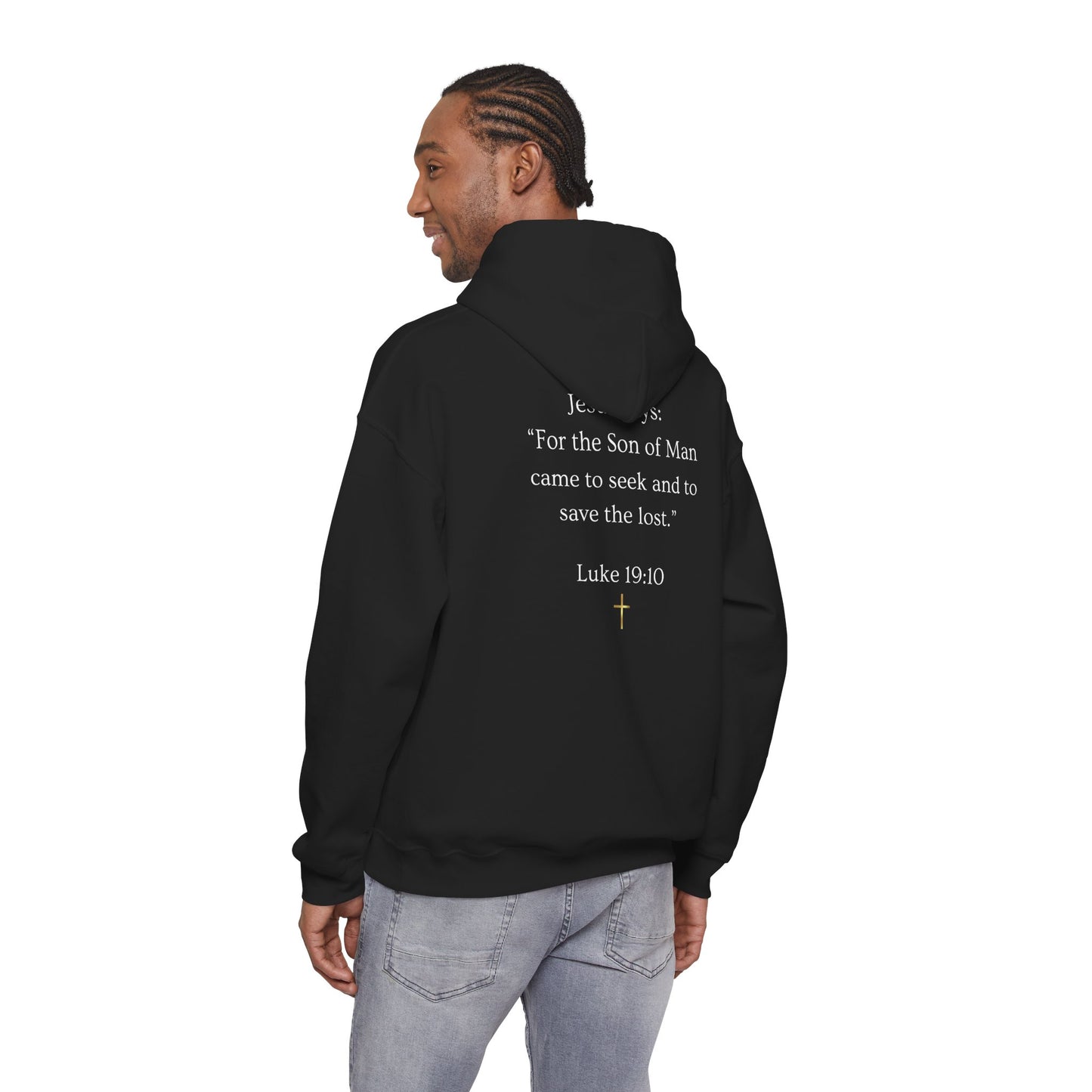 Found. Christian Hoodie — "For the Son of Man...to save the lost" Luke 19:10 Faith Pullover
