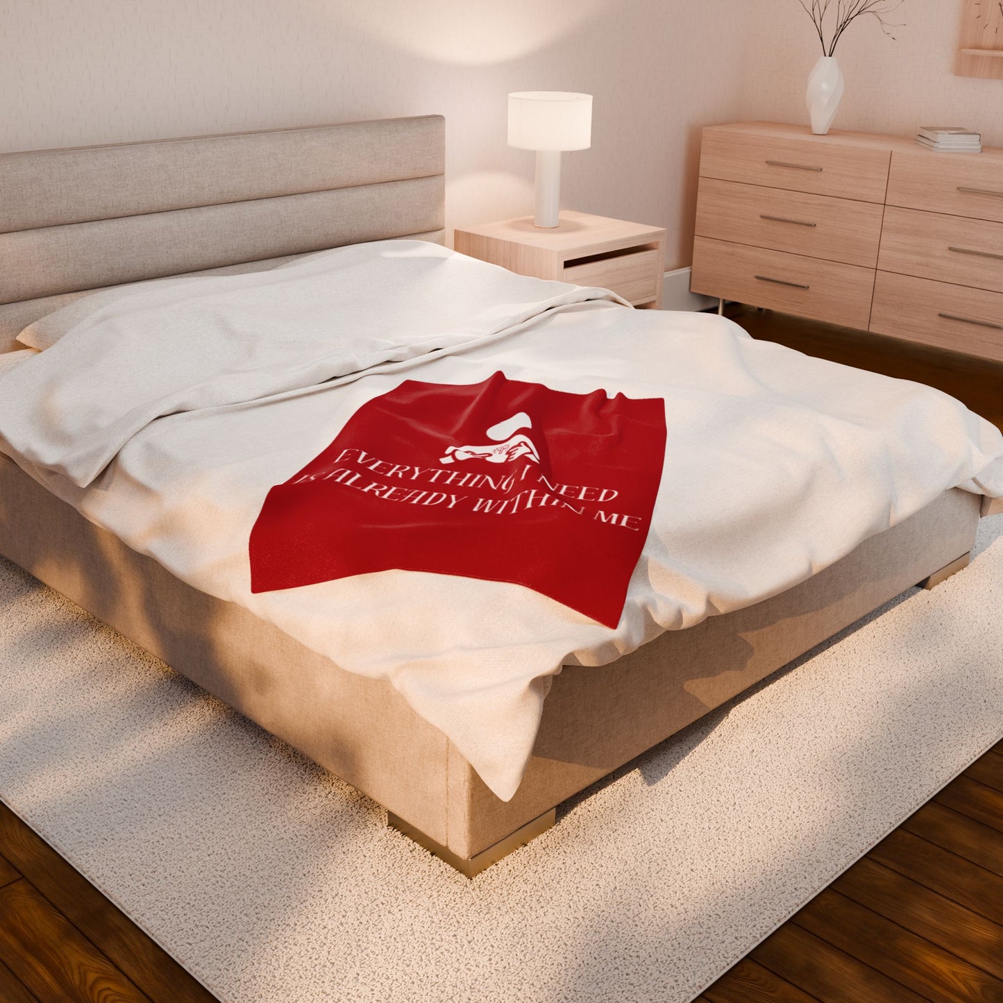 Everything I Need Is Already Within Me Velveteen Plush Blanket RED