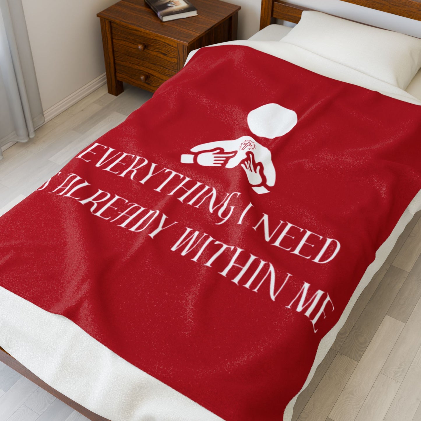 Everything I Need Is Already Within Me Velveteen Plush Blanket RED