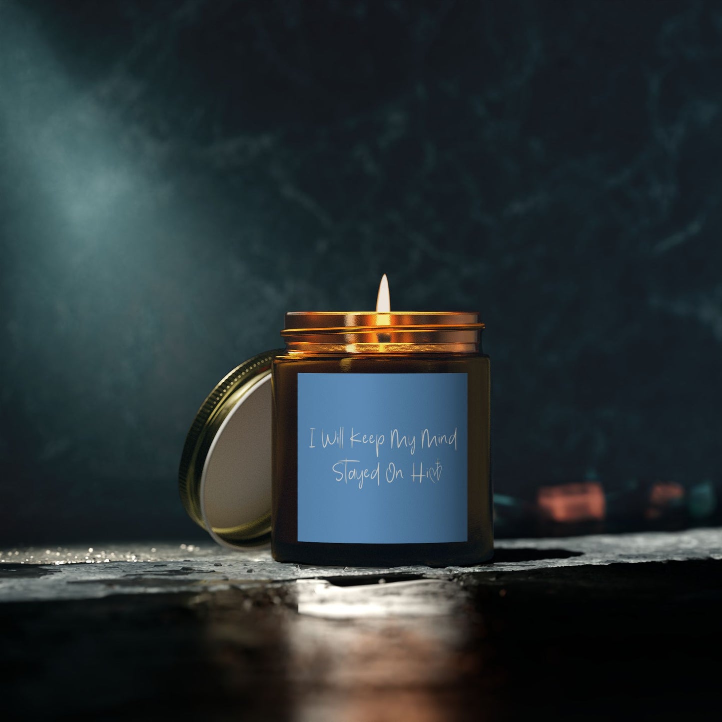 I Will Keep My Mind Stayed On Him Blue Scented Candles, Coconut Apricot Wax (4oz, 9oz)