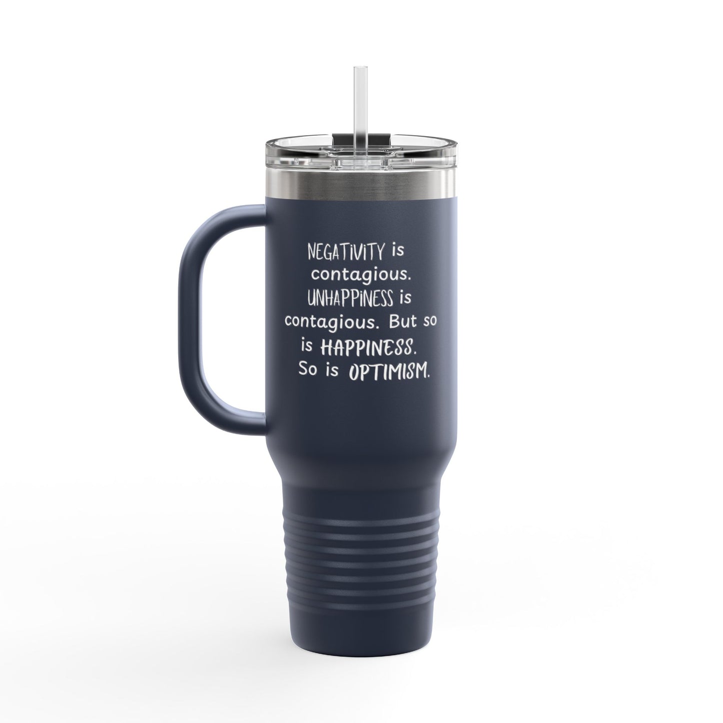 Contagious Optimism Travel Mug | 40oz Insulated Coffee Cup | Motivational Drinkware | Gifts for Friends