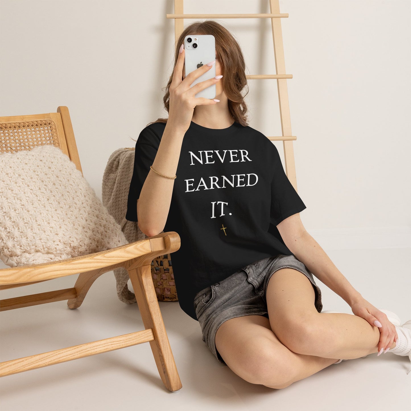 Never Earned It T‑Shirt — Christian Faith Tee with Ephesians 2:8‑9 Verse