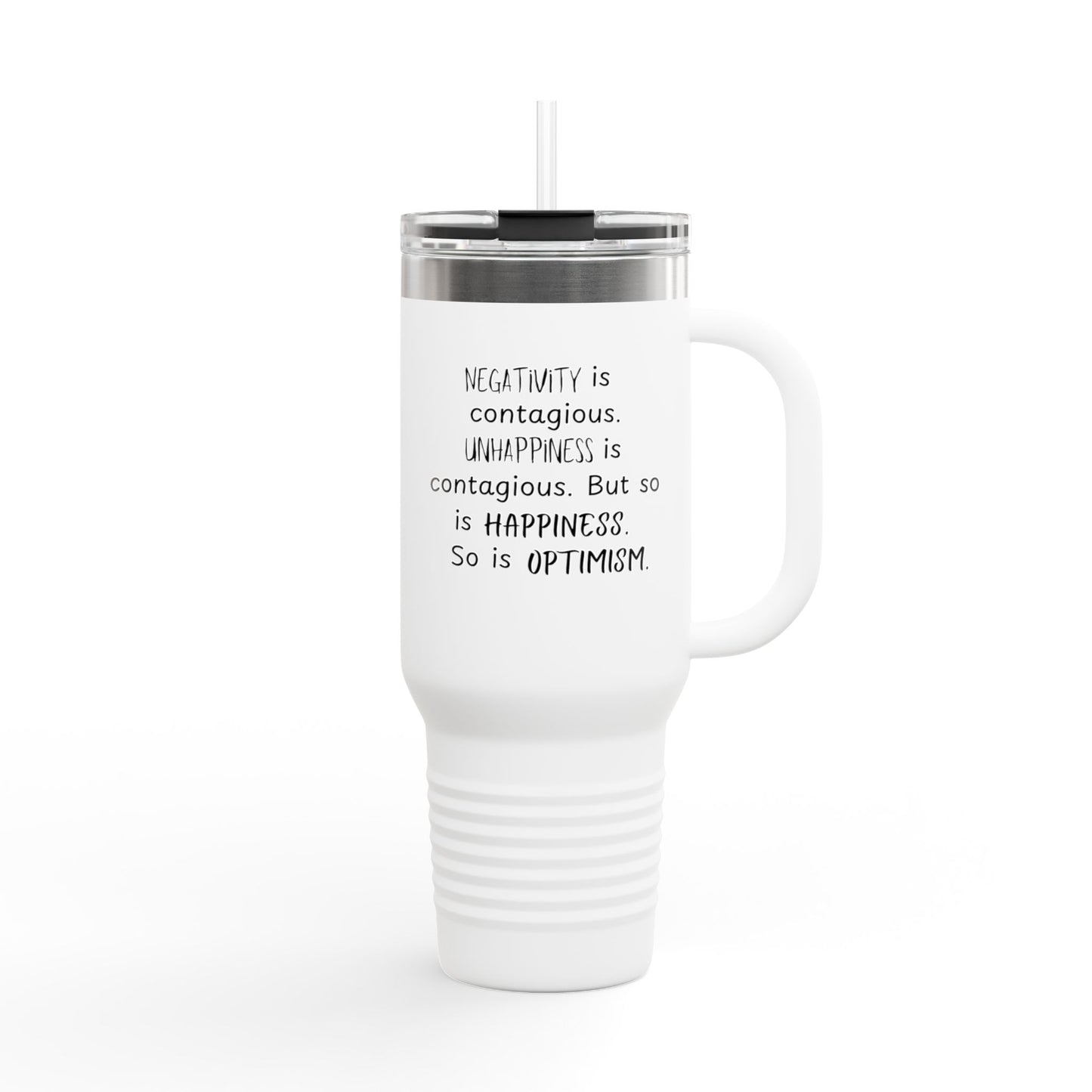 Contagious Optimism Travel Mug | 40oz Insulated Coffee Cup | Motivational Drinkware | Gifts for Friends