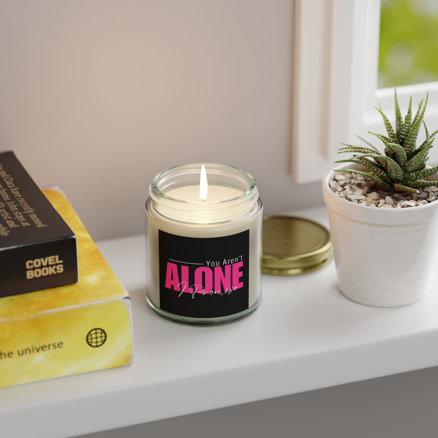 You Aren't Alone I Promise Scented Candles, Coconut Apricot Wax (4oz, 9oz)