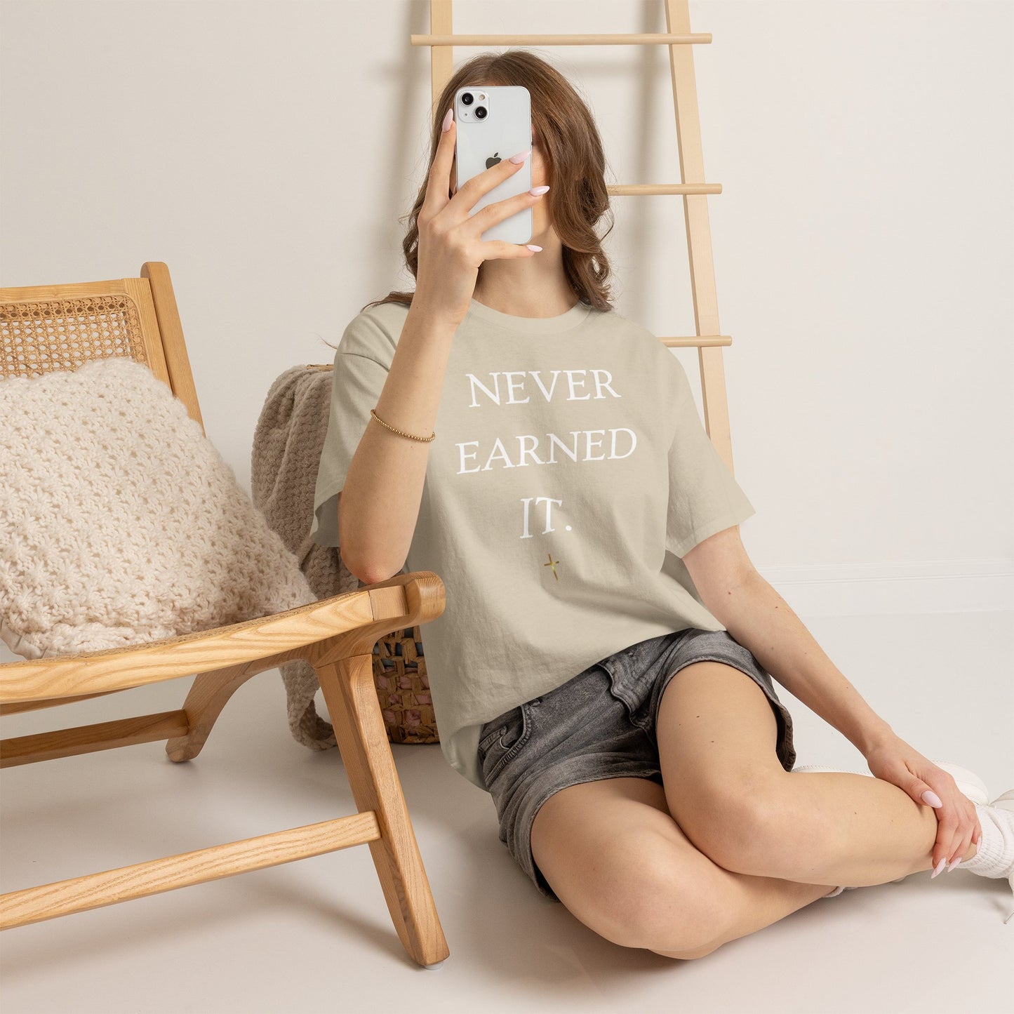 Never Earned It T‑Shirt — Christian Faith Tee with Ephesians 2:8‑9 Verse