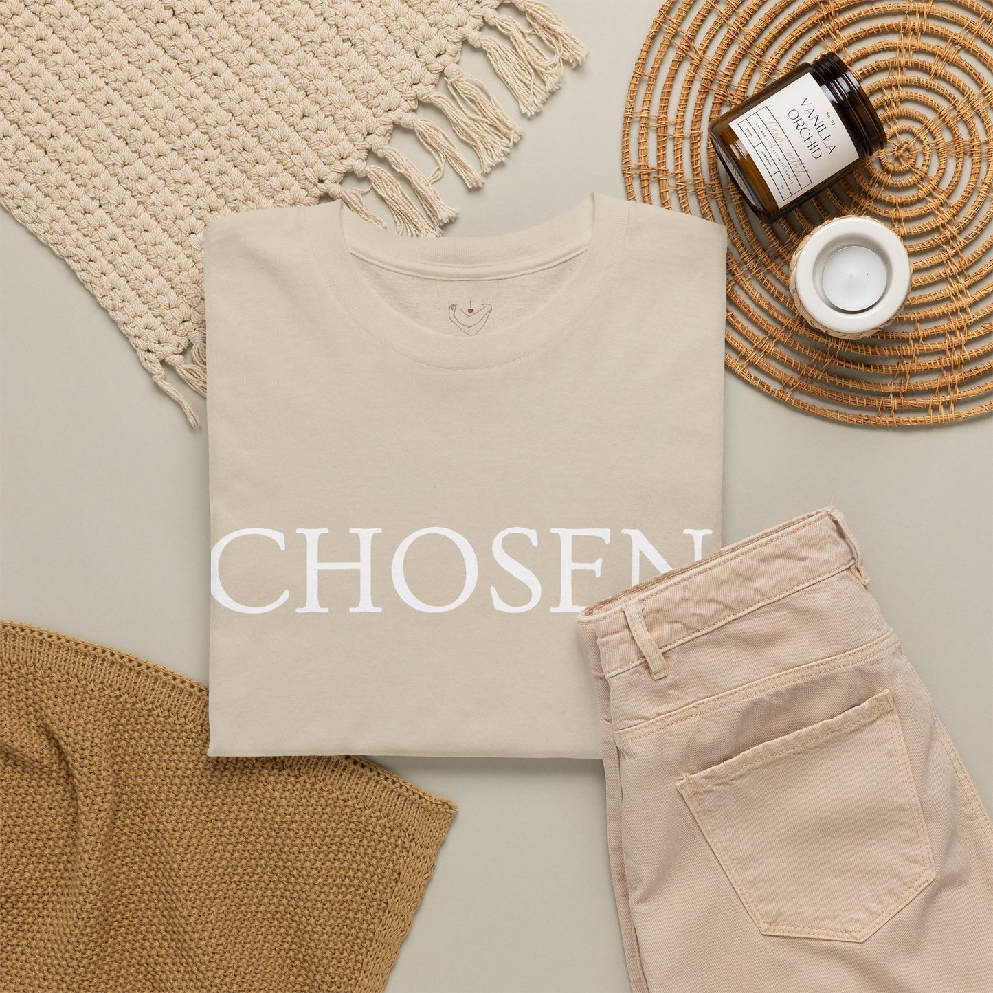 Chosen Christian T-Shirt — "CHOSEN." Front with 1 Peter 2:9 Back