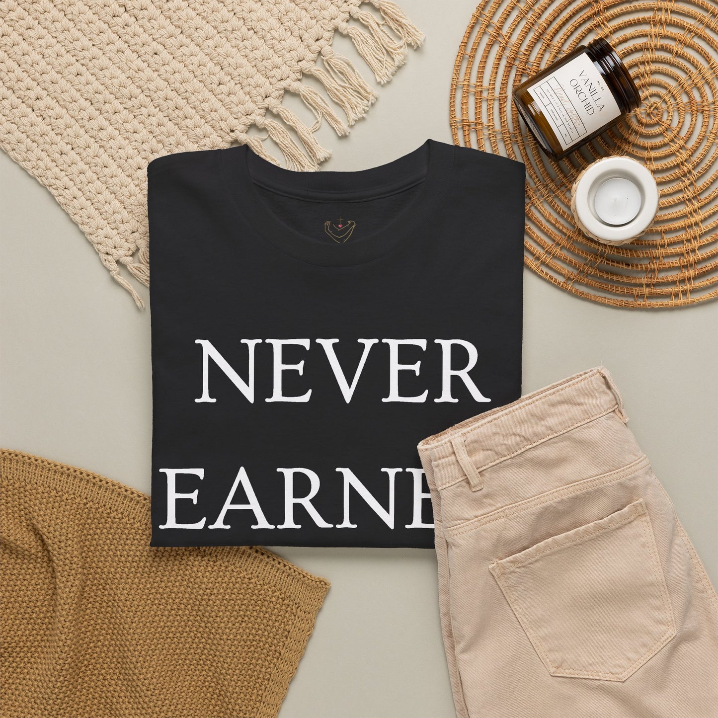Never Earned It T‑Shirt — Christian Faith Tee with Ephesians 2:8‑9 Verse