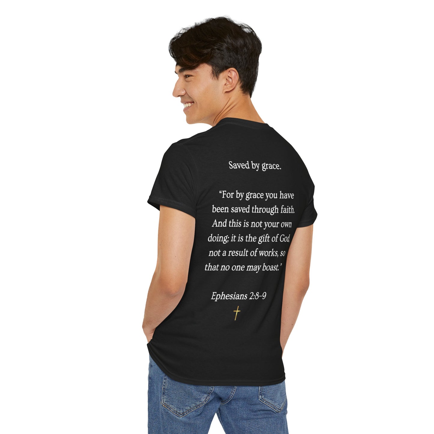 Never Earned It T‑Shirt — Christian Faith Tee with Ephesians 2:8‑9 Verse