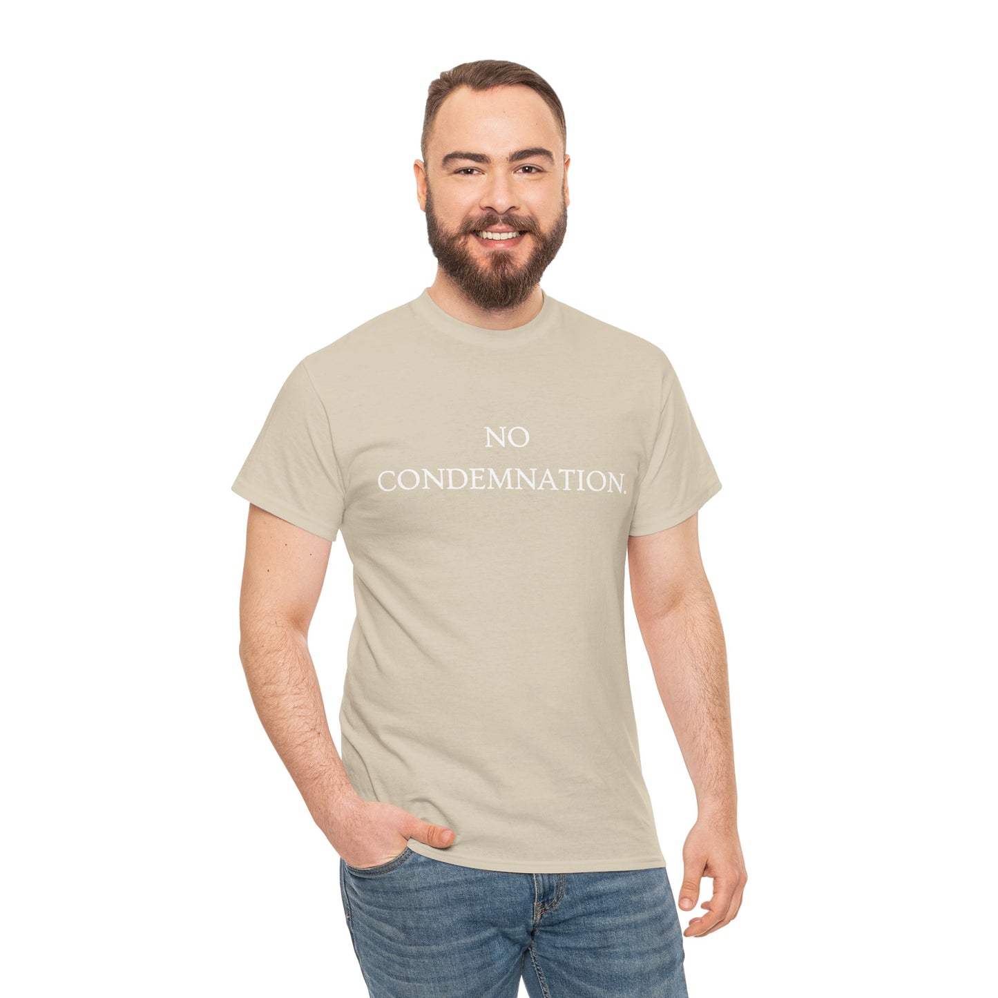 Christian Tee — "No Condemnation" Romans 8:1 Bible Verse Shirt