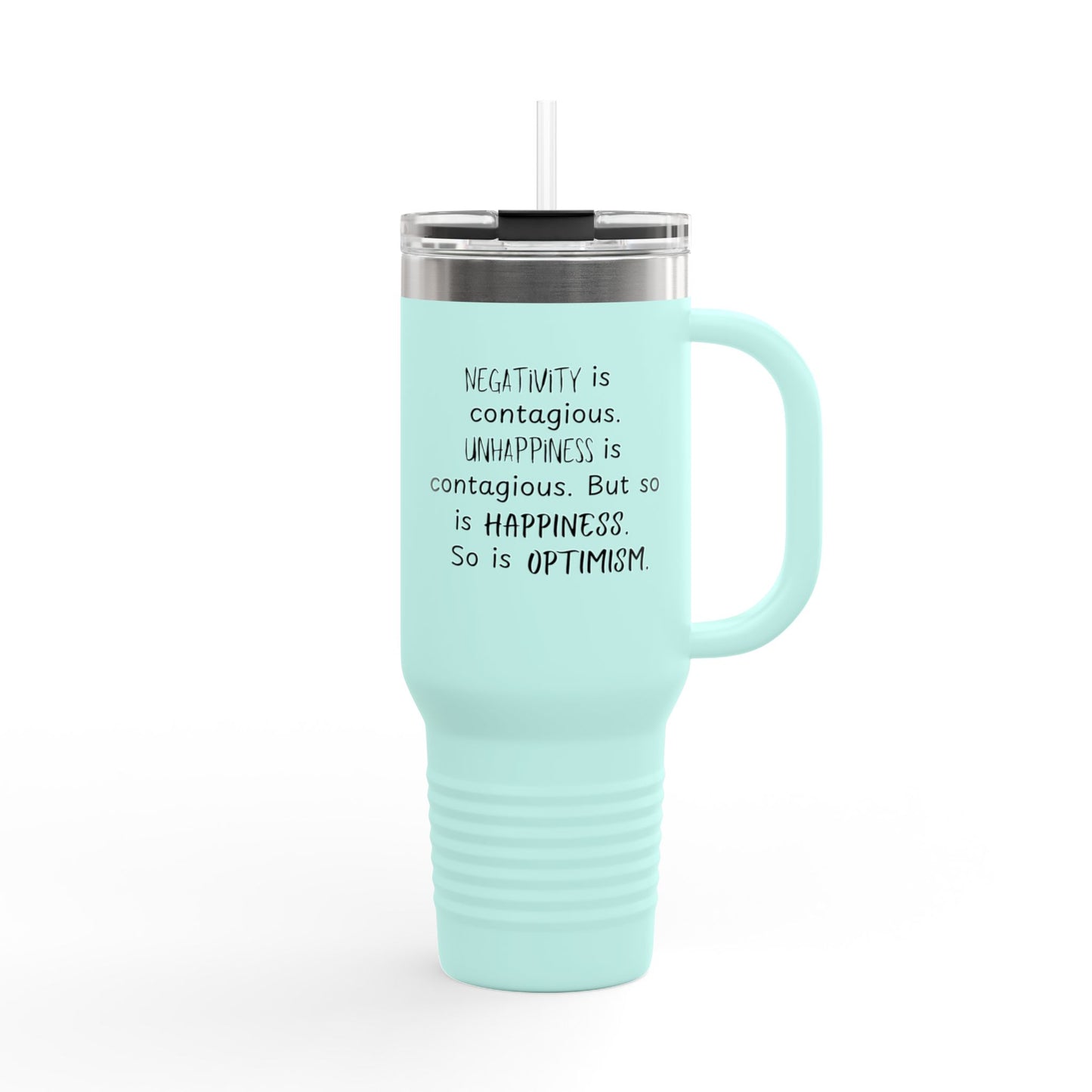 Contagious Optimism Travel Mug | 40oz Insulated Coffee Cup | Motivational Drinkware | Gifts for Friends
