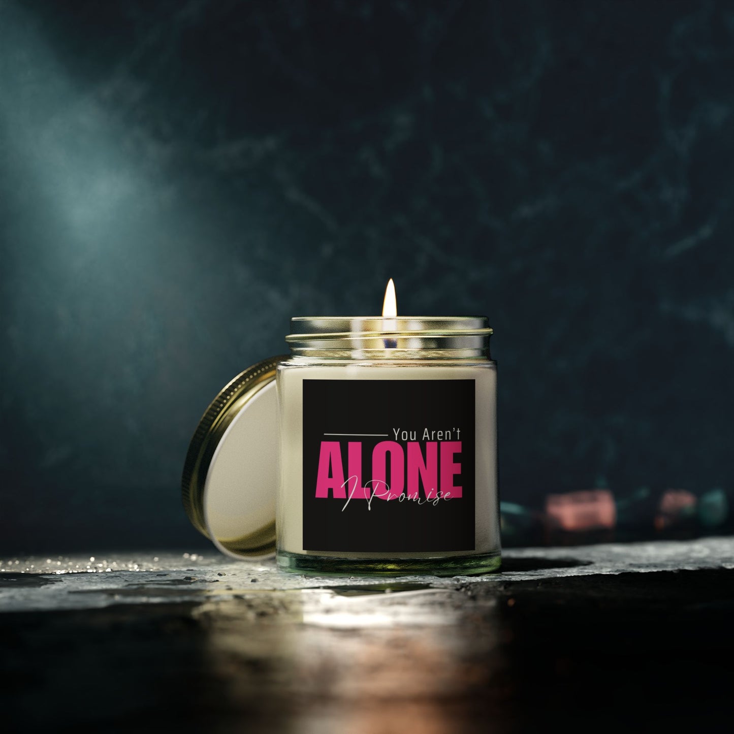 You Aren't Alone I Promise Scented Candles, Coconut Apricot Wax (4oz, 9oz)