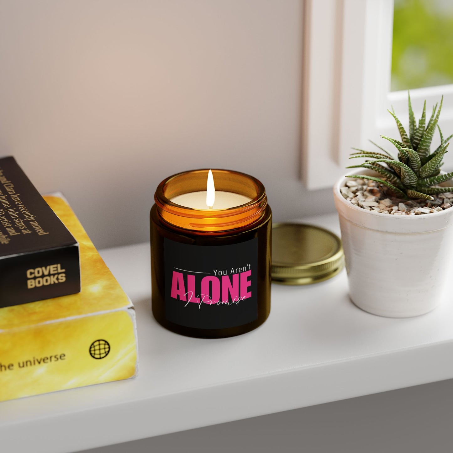 You Aren't Alone I Promise Scented Candles, Coconut Apricot Wax (4oz, 9oz)