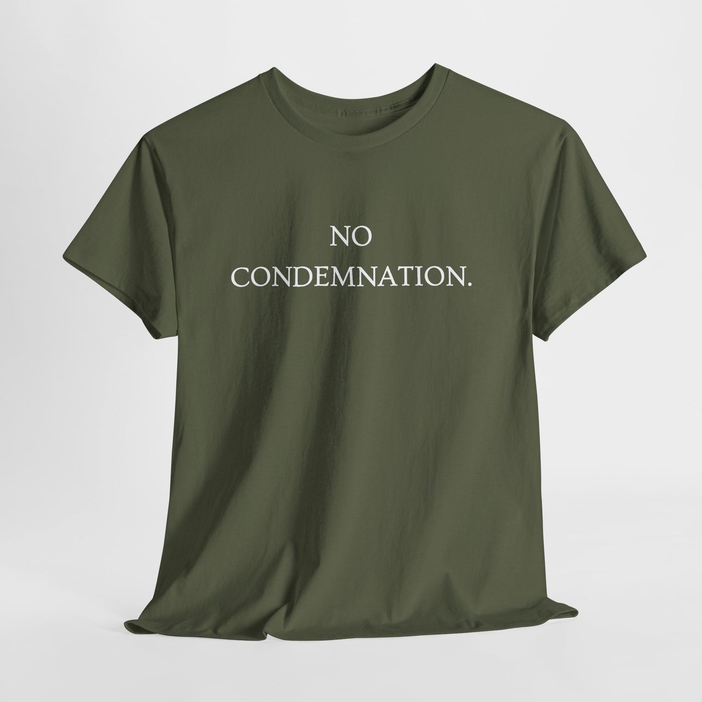 Christian Tee — "No Condemnation" Romans 8:1 Bible Verse Shirt