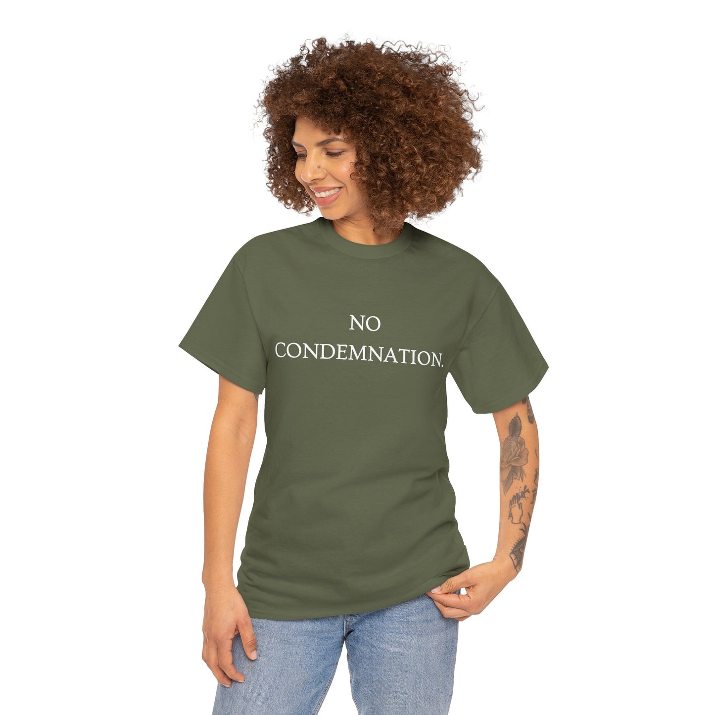 Christian Tee — "No Condemnation" Romans 8:1 Bible Verse Shirt