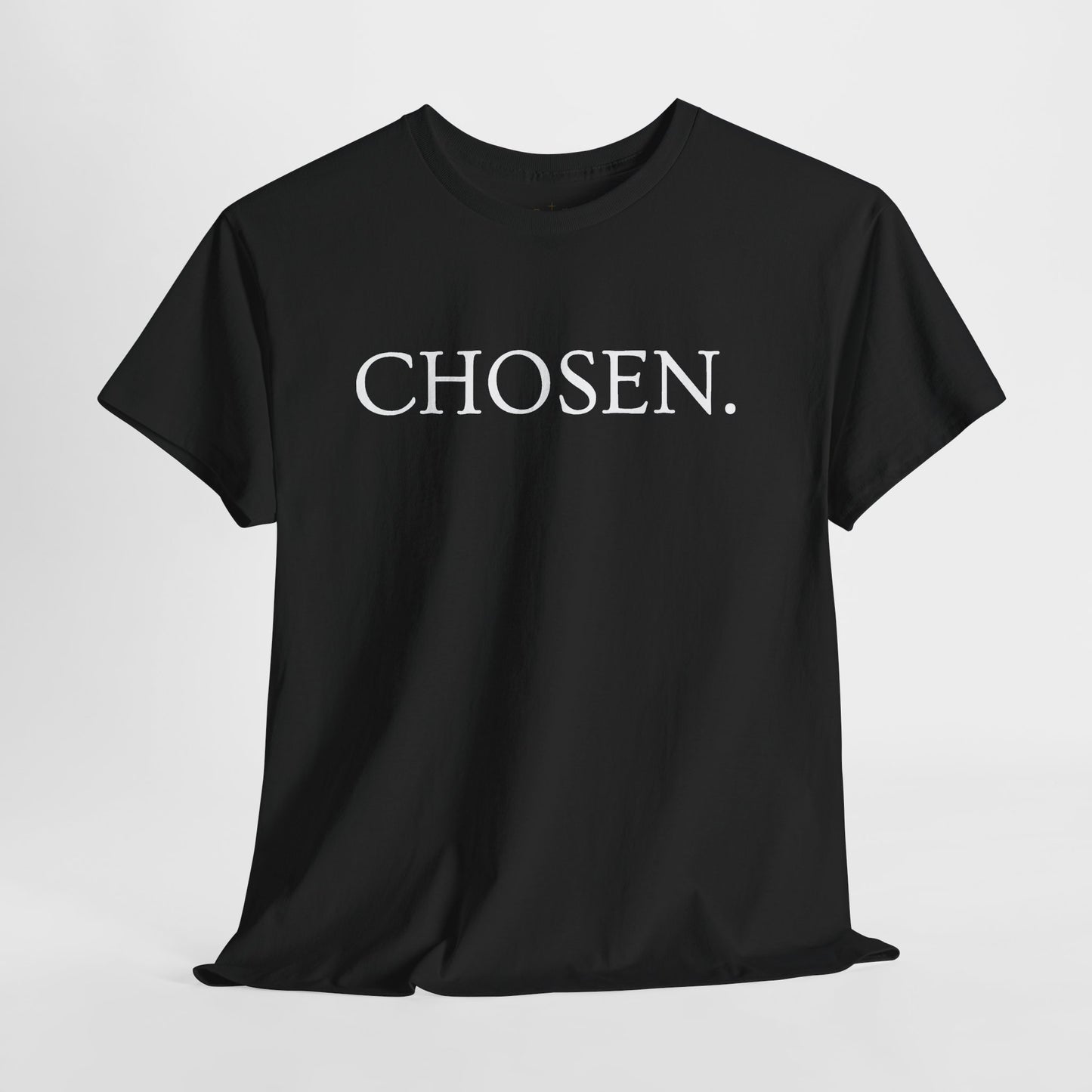 Chosen Christian T-Shirt — "CHOSEN." Front with 1 Peter 2:9 Back