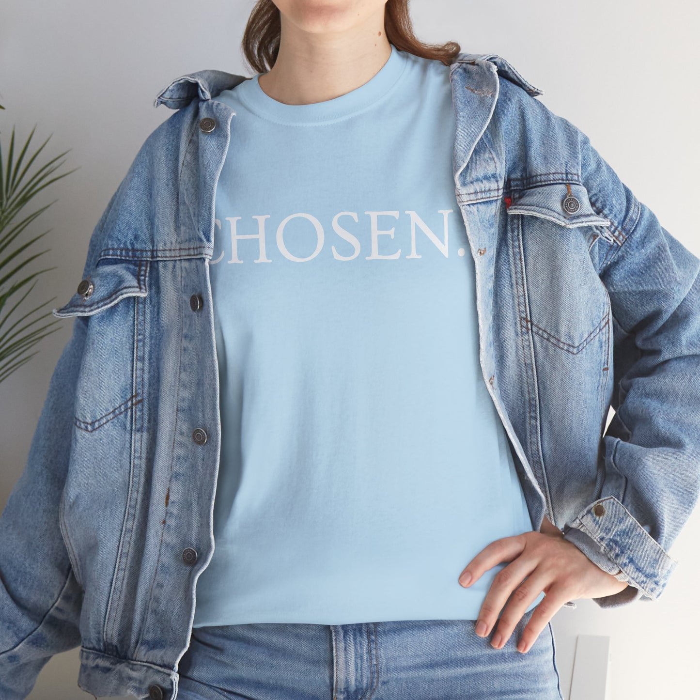 Chosen Christian T-Shirt — "CHOSEN." Front with 1 Peter 2:9 Back