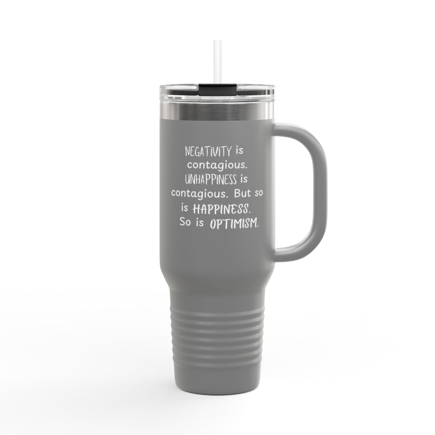 Contagious Optimism Travel Mug | 40oz Insulated Coffee Cup | Motivational Drinkware | Gifts for Friends