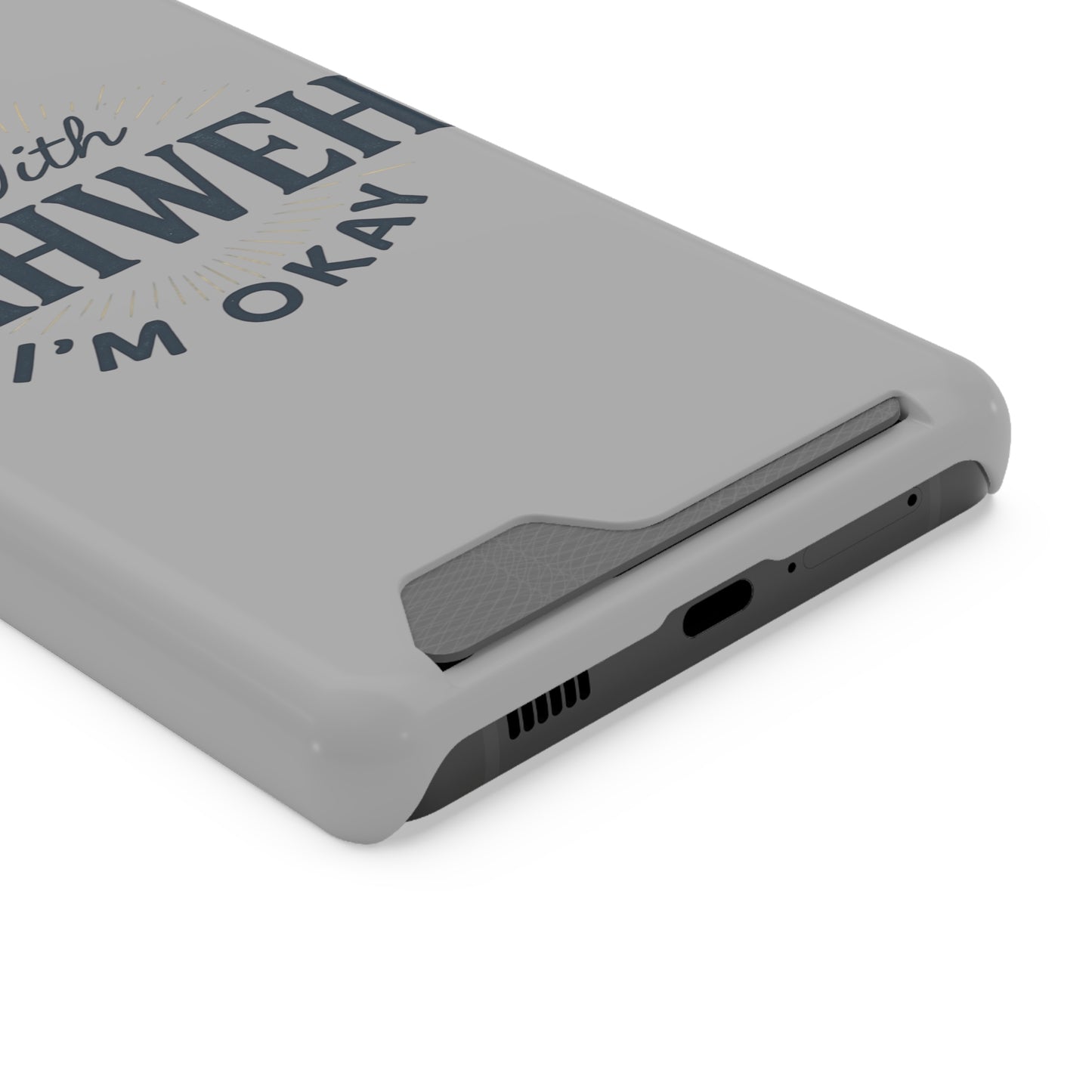 “With Yahweh I’m Okay” Phone Case with Card Holder — Christian Wallet Phone Case