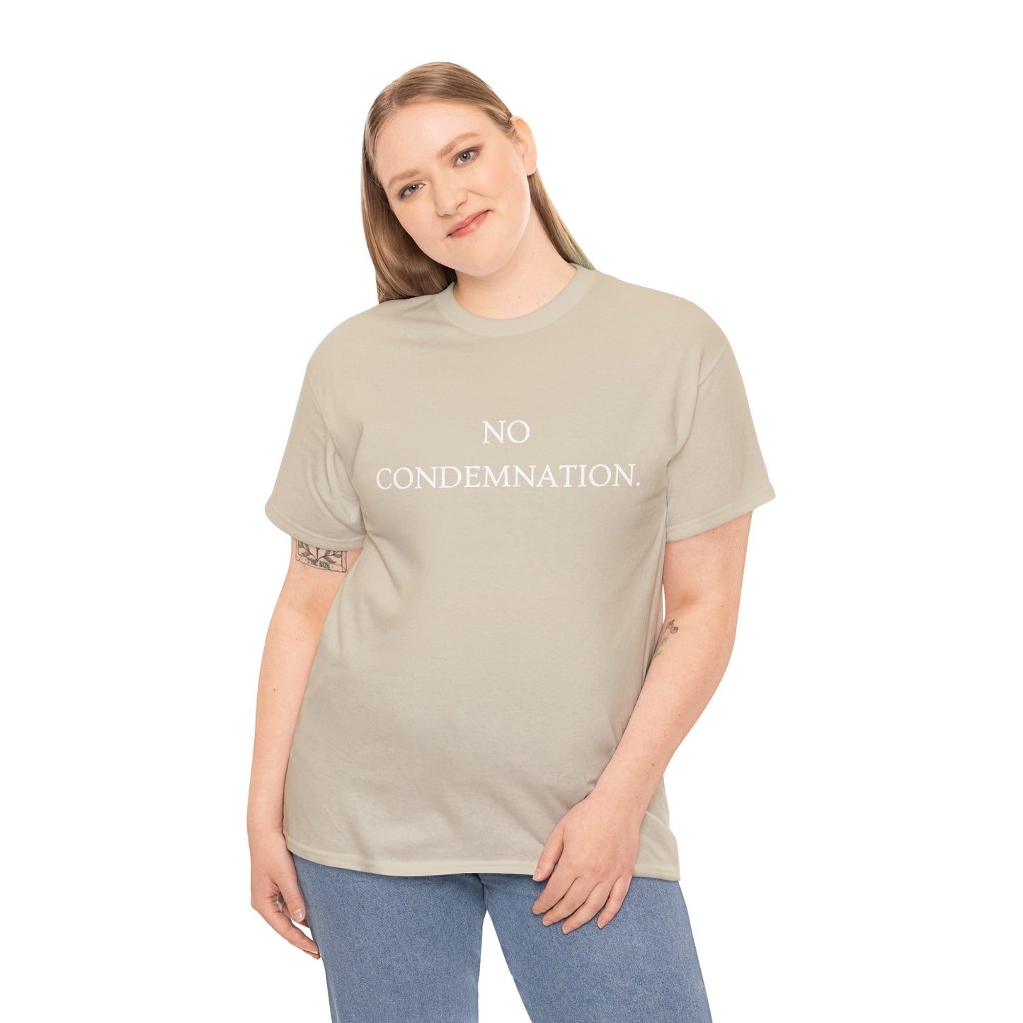 Christian Tee — "No Condemnation" Romans 8:1 Bible Verse Shirt