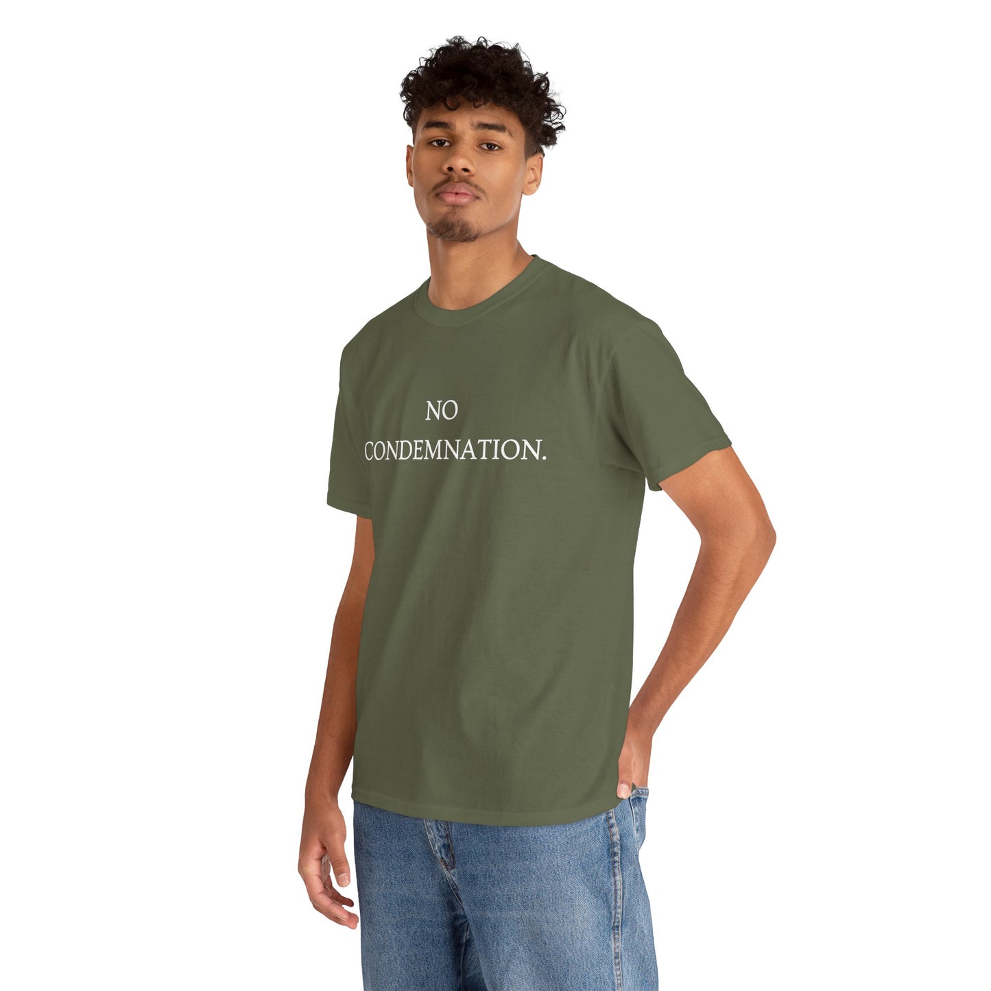 Christian Tee — "No Condemnation" Romans 8:1 Bible Verse Shirt