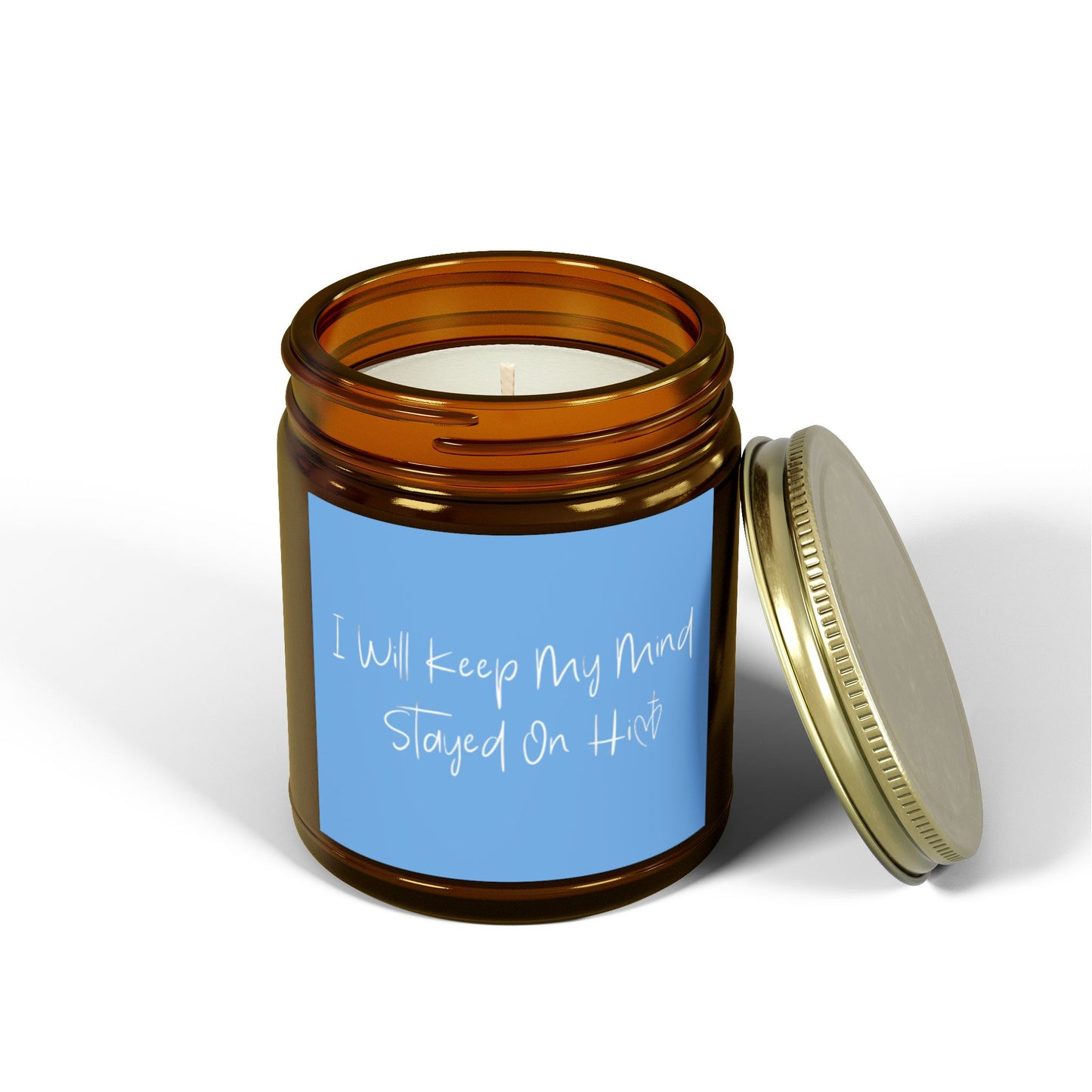 I Will Keep My Mind Stayed On Him Blue Scented Candles, Coconut Apricot Wax (4oz, 9oz)