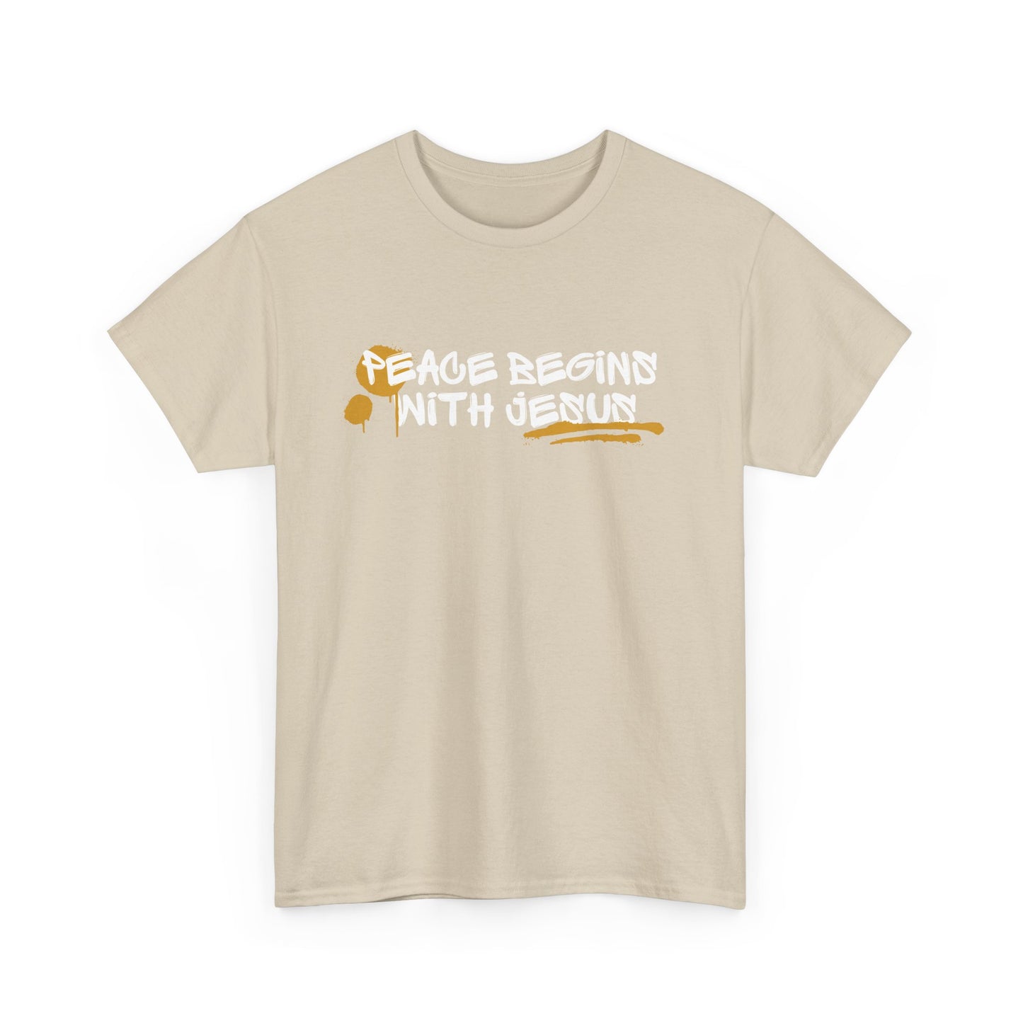 'Peace Begins with Jesus' Inspirational Christian Shirt, Casual Faith T-Shirt