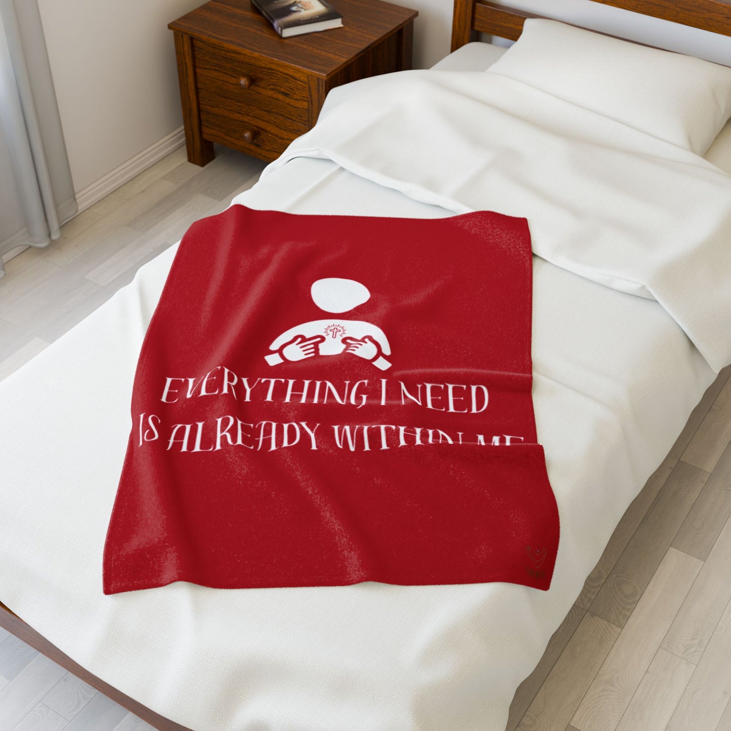 Everything I Need Is Already Within Me Velveteen Plush Blanket RED