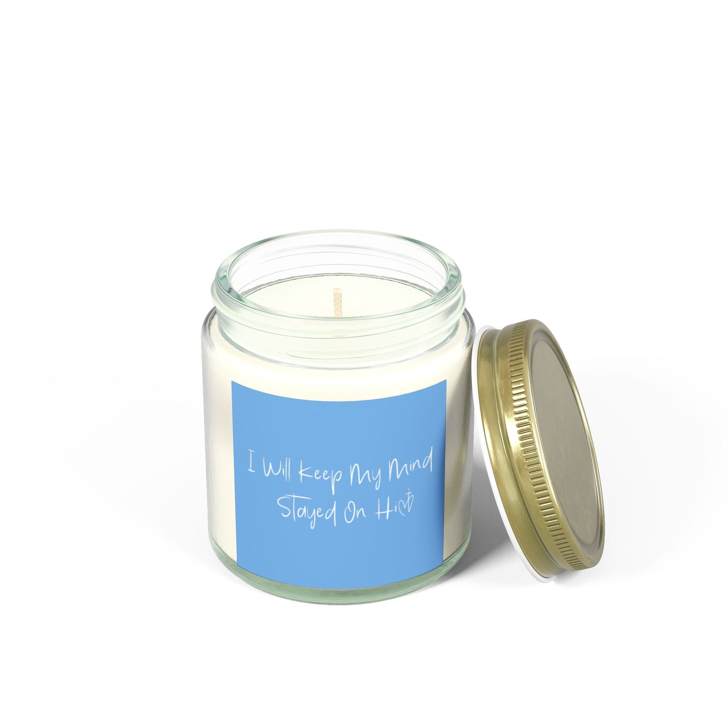 I Will Keep My Mind Stayed On Him Blue Scented Candles, Coconut Apricot Wax (4oz, 9oz)