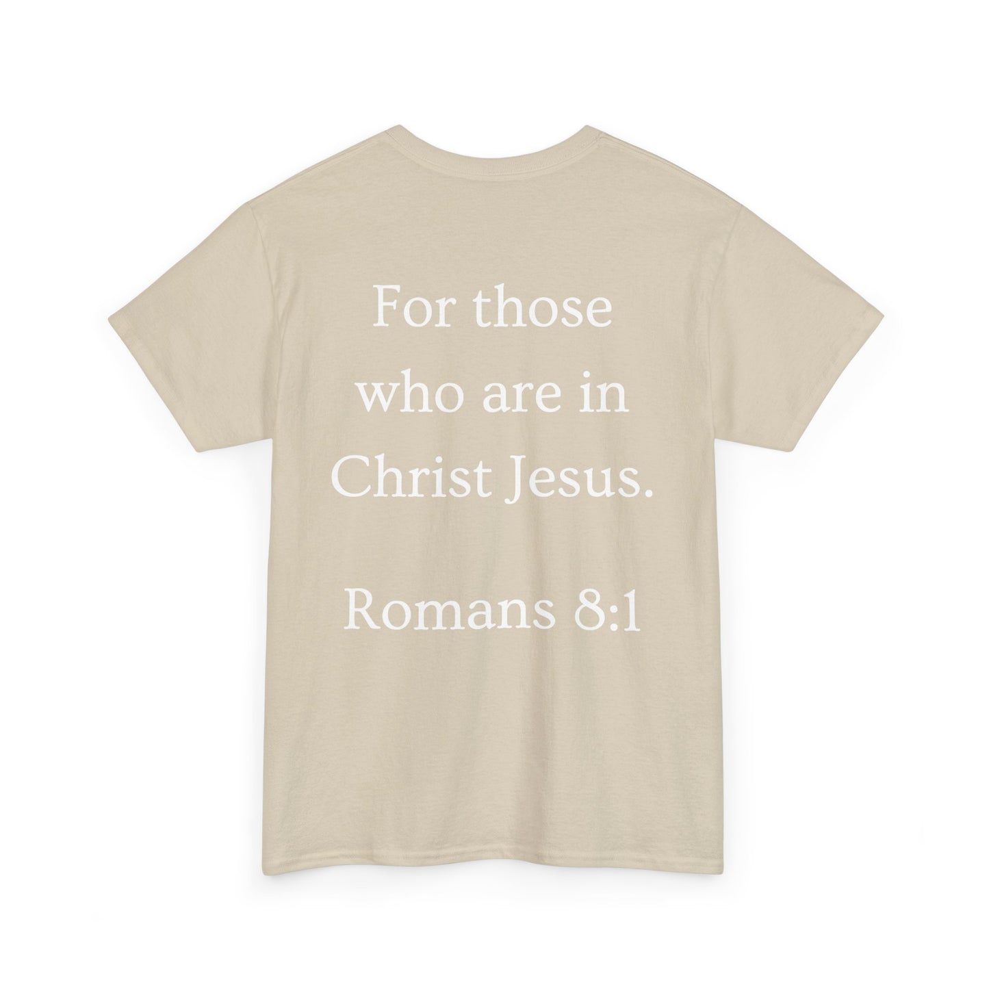 Christian Tee — "No Condemnation" Romans 8:1 Bible Verse Shirt