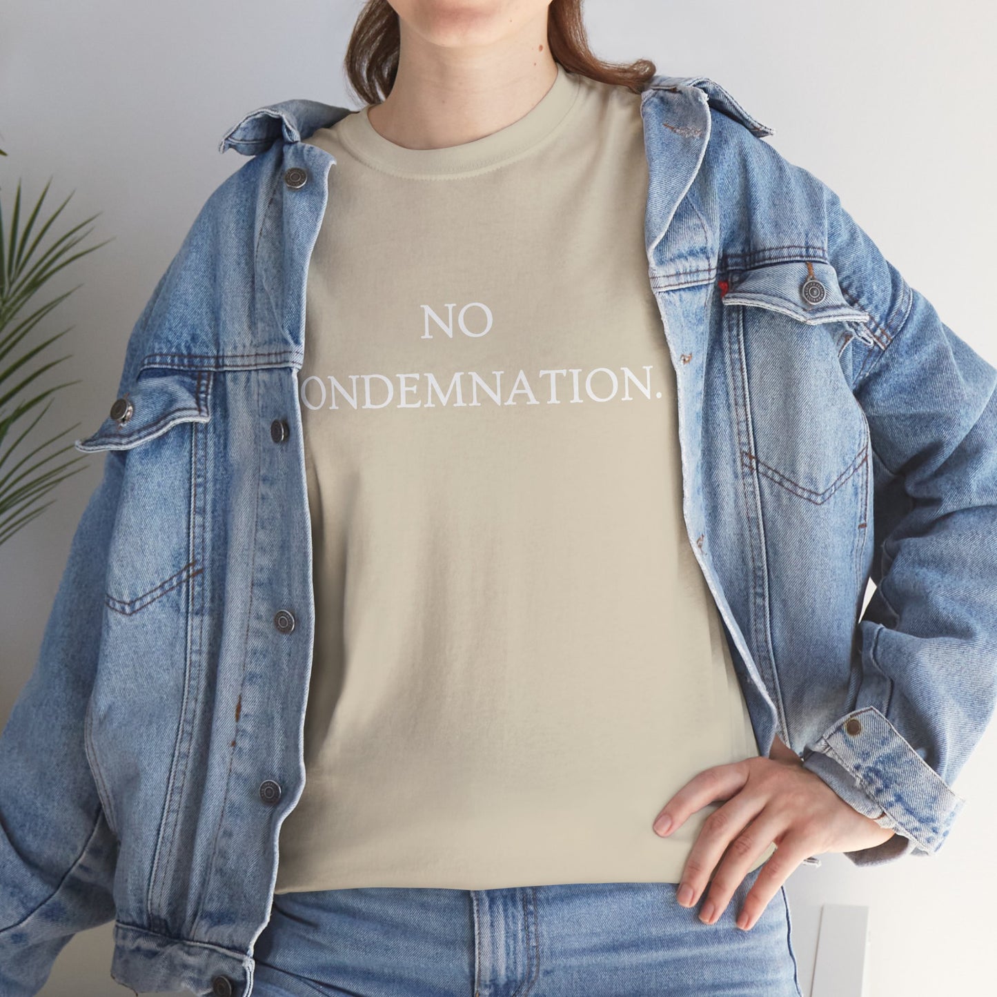 Christian Tee — "No Condemnation" Romans 8:1 Bible Verse Shirt