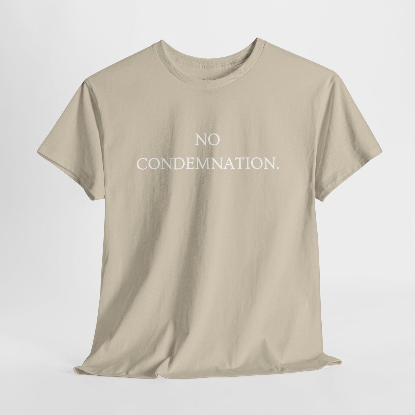 Christian Tee — "No Condemnation" Romans 8:1 Bible Verse Shirt